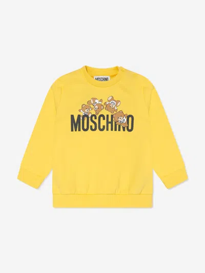 Shop Moschino Baby Teddy Logo Sweatshirt In Yellow