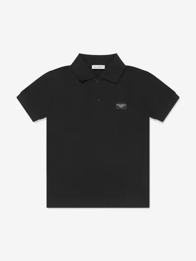 Shop Dolce & Gabbana Boys Logo Polo Shirt In Black