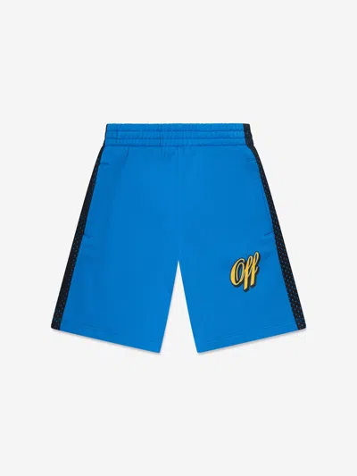 Shop Off-white Boys Baseball Logo Mesh Shorts In Blue