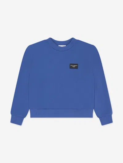 Shop Dolce & Gabbana Boys Logo Sweatshirt In Blue