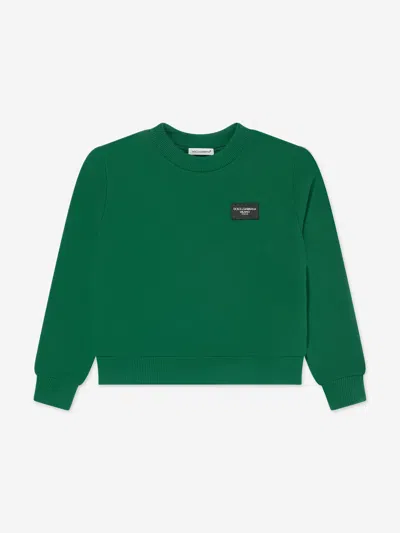 Shop Dolce & Gabbana Boys Logo Sweatshirt In Green
