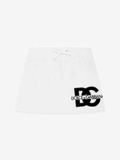Shop Dolce & Gabbana Girls Logo Skirt In White