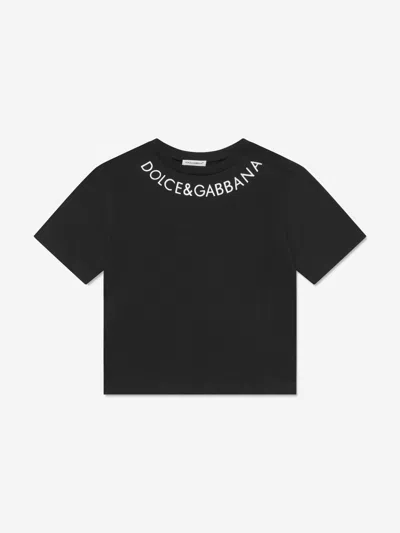 Shop Dolce & Gabbana Girls Logo T-shirt In Black