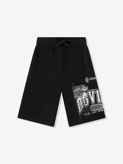 Dolce & Gabbana Graphic-print Cotton Shorts In Black