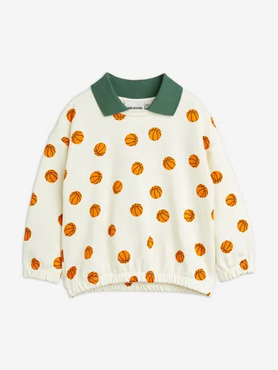 Shop Mini Rodini Kids Basketball Collar Sweatshirt In Ivory