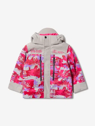 Shop Diesel Girls Racing Print Ski Jacket 6 Yrs Pink