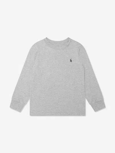 Shop Ralph Lauren Boys Long Sleeve T-shirt In Grey