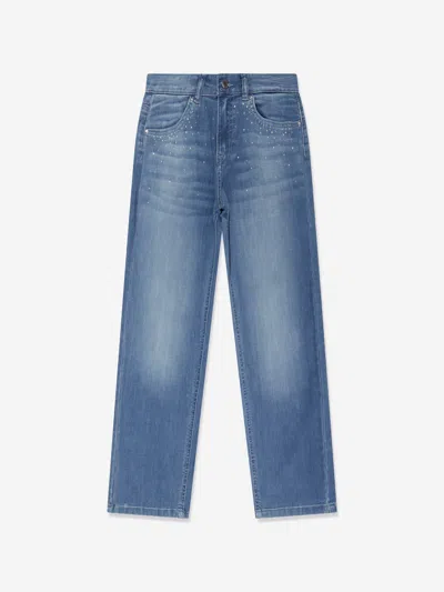 Shop Guess Girls Denim Straight Jeans In Blue