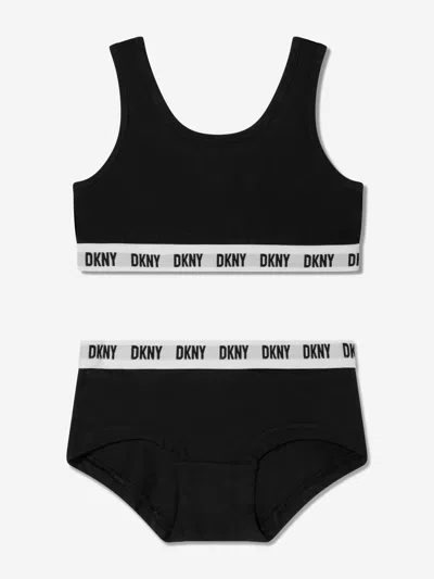 Shop Dkny Girls Sports Bra And Hipster Set In Black