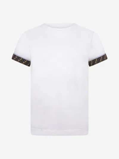 Shop Fendi Kids Logo Trim T-shirt In White
