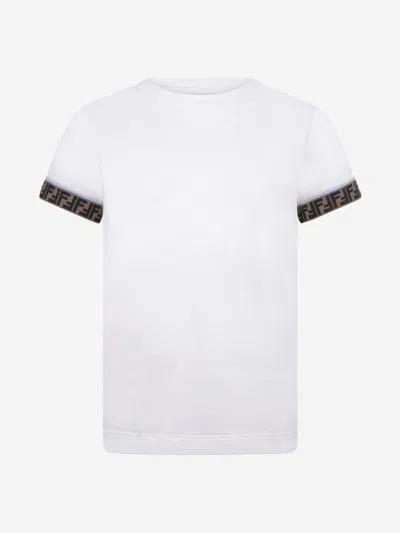 Fendi Kids Logo Trim T-shirt In White | ModeSens