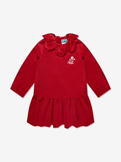 Shop Kenzo Girls Palatine Velvet Dress In Red