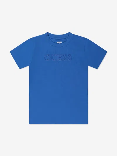Shop Guess Boys Logo T-shirt In Blue