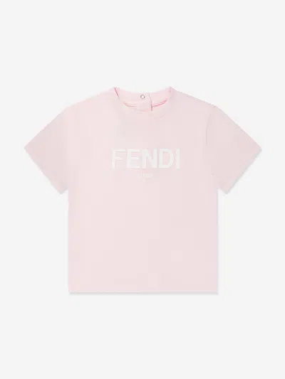 Shop Fendi Baby Girls Logo T-shirt In Pink