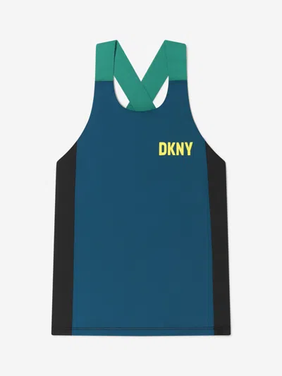 Shop Dkny Girls Logo Print Sports Top 16 Yrs Blue