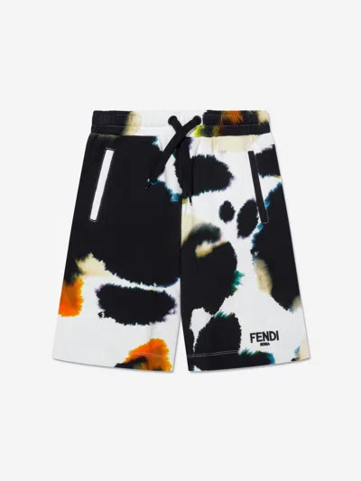 Shop Fendi Boys Logo Shorts In Beige