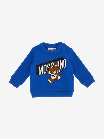 Shop Moschino Baby Boys Teddy Logo Sweatshirt In Blue