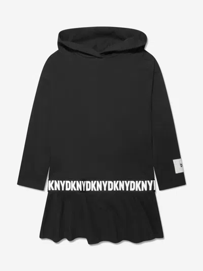 Shop Dkny Girls Hooded Dress In Black