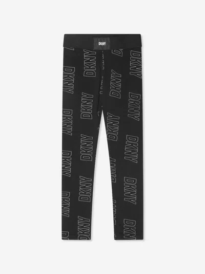 Dkny Logo-print Stretch-cotton Leggings In Black