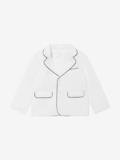 Shop Patachou Boys Linen Blazer In White
