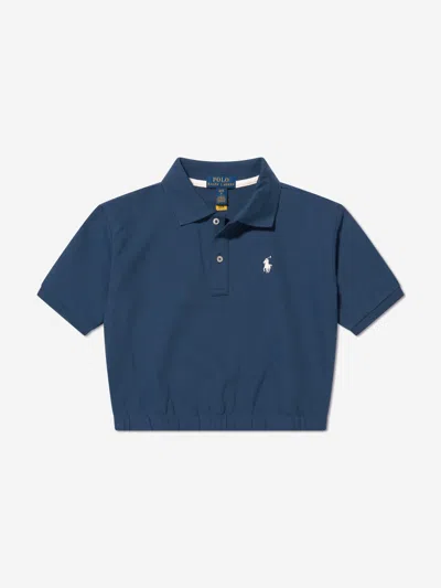 Shop Ralph Lauren Girls Logo Polo Shirt In Blue