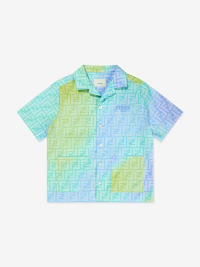 Shop Fendi Kids Ff Metaverse Short Sleeve Shirt In Multicoloured