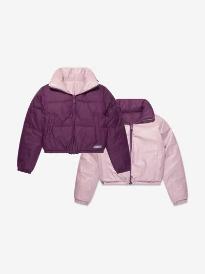 Shop Dkny Girls Reversible Down Puffer Jacket In Purple