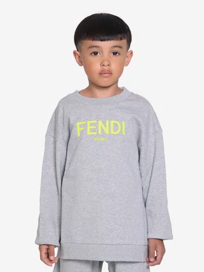 Shop Fendi Kids Logo Sweatshirt In Grey