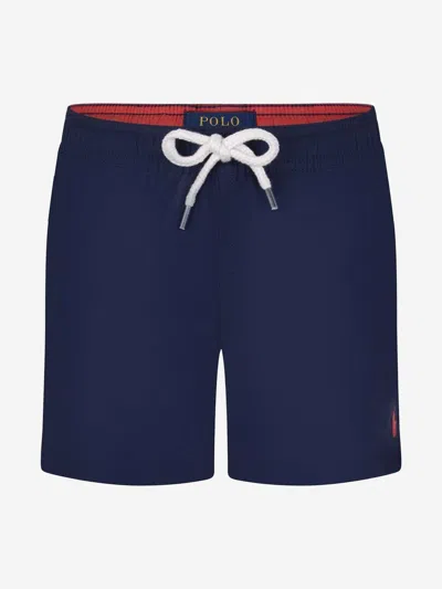 Shop Ralph Lauren Boys Logo Swim Shorts Us M - Uk 8 - 9 Yrs Blue