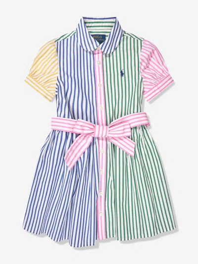 Shop Ralph Lauren Girls Striped Shirt Dress In Multicoloured