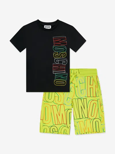 Shop Moschino Boys T-shirt And Shorts Set In Multicoloured