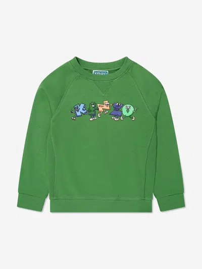 Shop Kenzo Boys Logo Sweatshirt In Green