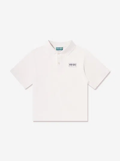 Shop Kenzo Boys Logo Polo Shirt In Ivory