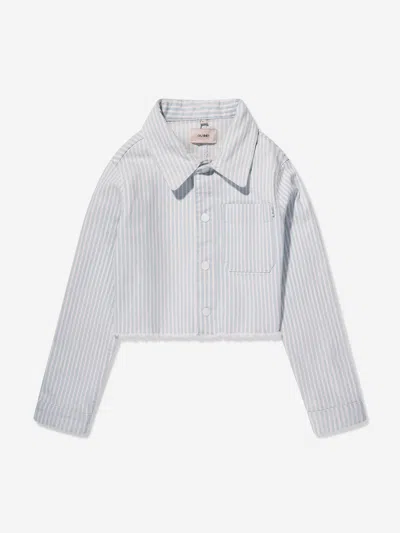 Dl1961 Striped Cropped Denim Jacket In Blue