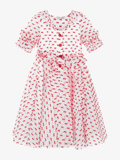 Mama Luma Girls Fladot Dress In Red