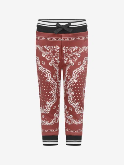 Shop Dolce & Gabbana Baby Boys Sweatpants - Cotton Bandana Print Joggers 9 - 12 Mths Red
