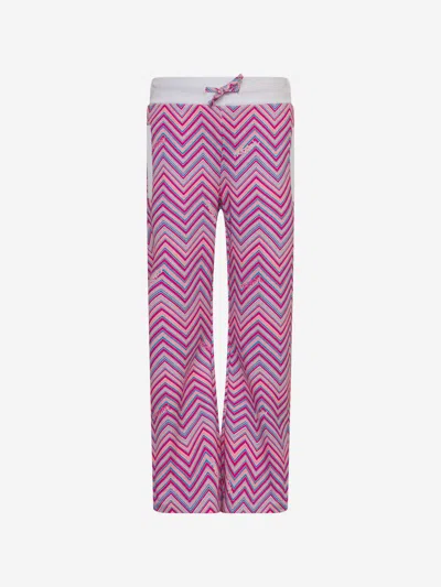 Shop Missoni Girls Zigzag Joggers In Pink