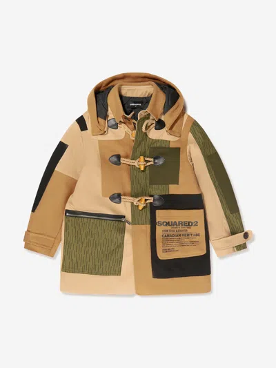 Dsquared2 Boys Patch Hooded Duffle Coat 12 Yrs Beige In Beige
