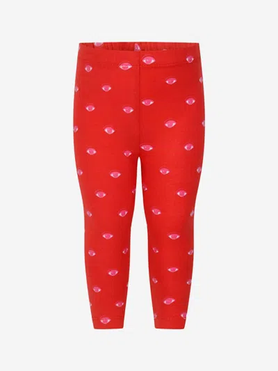 Kenzo Girls Eyes Print Leggings 9 Mths Red In Red