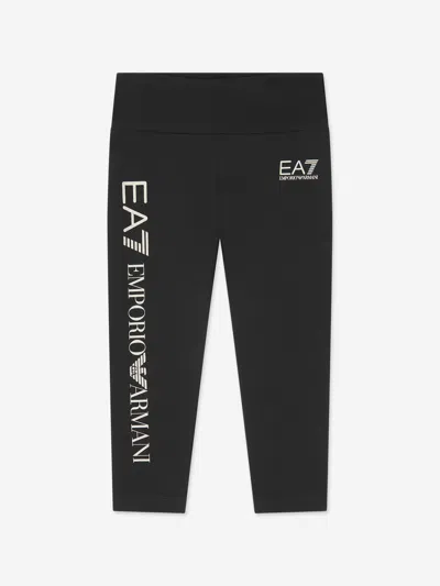 Shop Ea7 Girls Shiny Logo Leggings In Black
