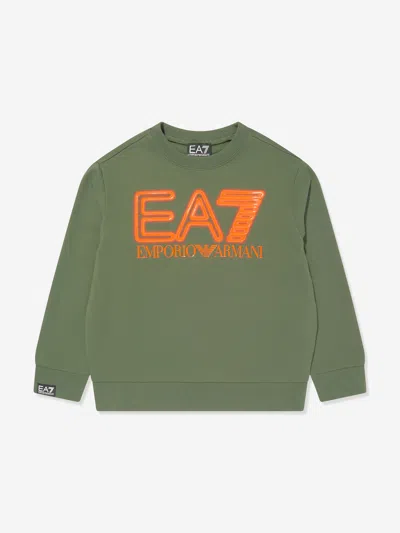Shop Ea7 Boys Large Logo Sweatshirt In Green