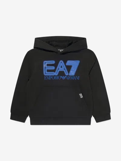 Shop Ea7 Boys Large Logo Hoodie In Black