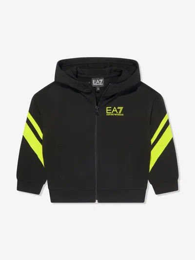 Shop Ea7 Boys Zip Up Top In Black