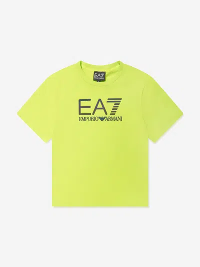Shop Ea7 Boys Iridescent Logo T-shirt In Green