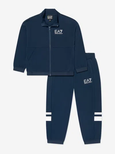 Shop Ea7 Boys Logo Tracksuit In Blue