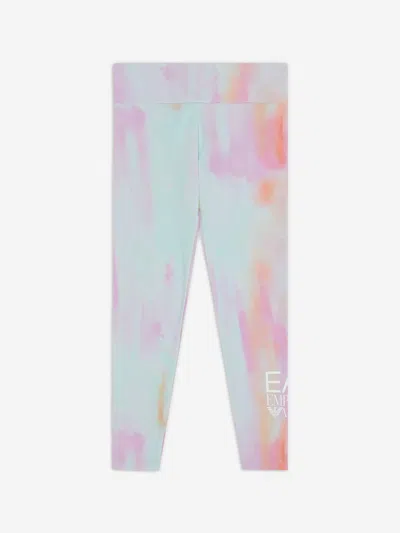 Shop Ea7 Girls Tie Dye Leggings In Multicoloured