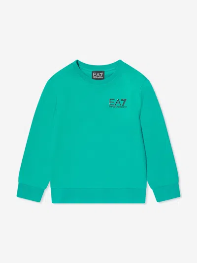 Shop Ea7 Boys Logo Sweatshirt In Green