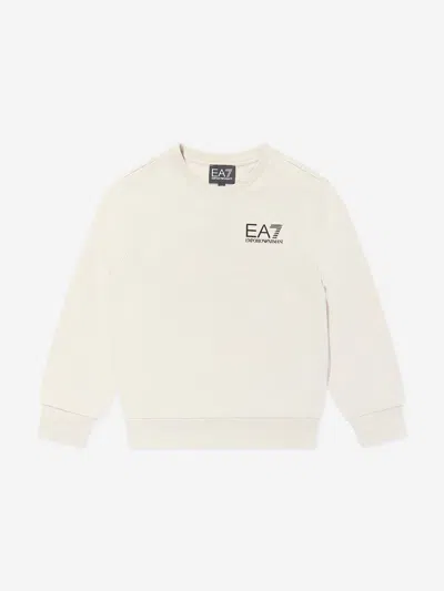 Shop Ea7 Boys Logo Sweatshirt In Beige