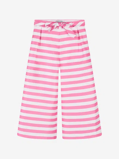 Mama Luma Girls Striped Wide Leg Trousers In Pink