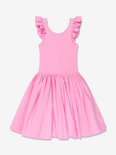 Shop Molo Girls Organic Cotton Cloudia Dress In Pink